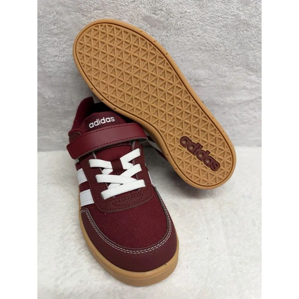Adidas Breakbase C Kids Sneakers Burgundy White Gum Sole Size 2